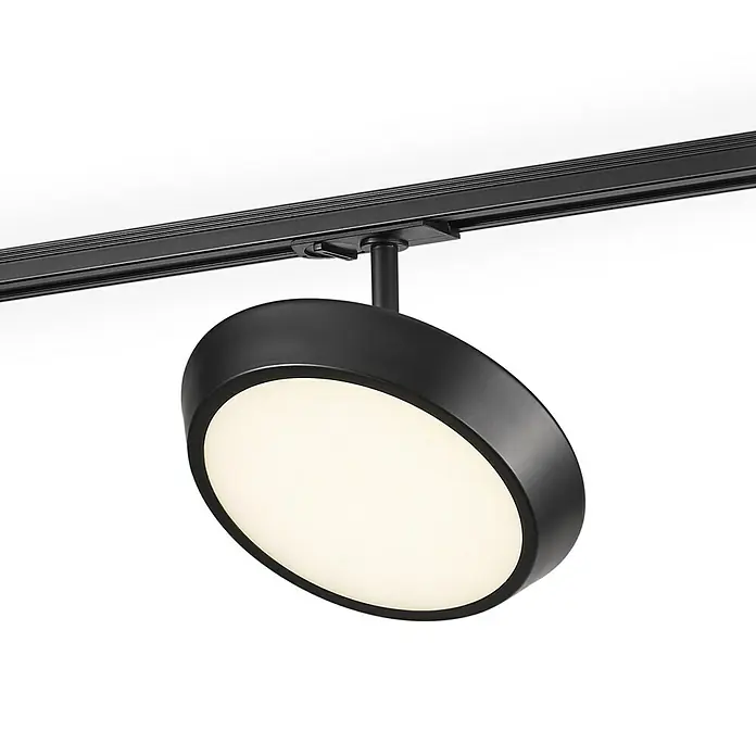 Nordlux Link Foco de pared LED Diskie - 7,4 W, Ø x Al: 20 x 14 cm, Blanco cálido, Negro - Lámpara de carril LED negra con un diseño moderno y minimalista para iluminación interior, montada en un carril.