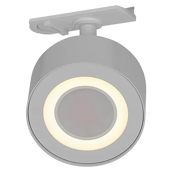 Nordlux Link Foco de pared LED Clyde - 4 W, Ø x Al: 8,5 x 10,5 cm, Blanco cálido, Blanco - Primer plano de un moderno foco LED de techo redondo en blanco, que emite una luz cálida y acogedora. Ideal para interiores elegantes.