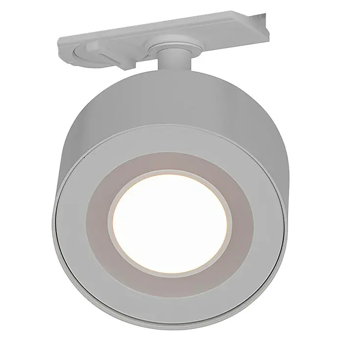 Nordlux Link Foco de pared LED Clyde - 4 W, Ø x Al: 8,5 x 10,5 cm, Blanco cálido, Blanco - Primer plano de una elegante lámpara de techo LED redonda blanca, que emite una luz cálida y brillante, ideal para interiores modernos.