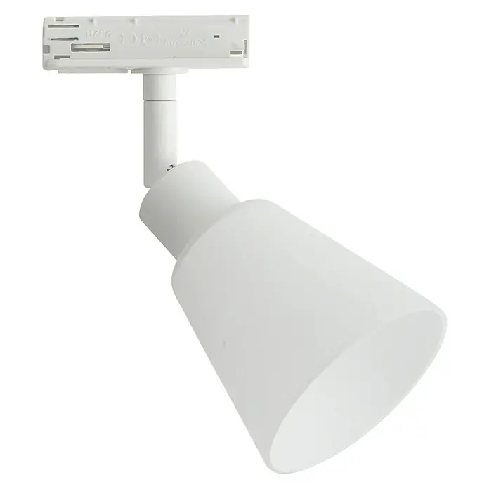 Nordlux Link Foco de pared Konie - 50 W, Ø x Al: 10 x 17,13 cm, GU10, Blanco - Primer plano de un foco de carril blanco con pantalla cilíndrica. Ideal para iluminación dirigida en espacios modernos.