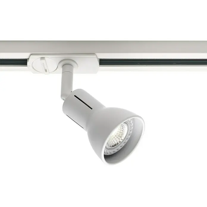 Nordlux Link Foco de pared Munin - 50 W, Ø x Al: 8 x 13,6 cm, GU10, Blanco - Primer plano de un foco LED de carril blanco con cabezal ajustable y un diseño moderno y elegante, ideal para soluciones de iluminación flexibles.