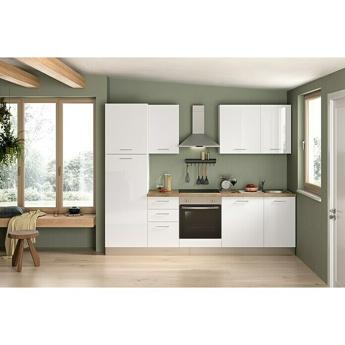 270 Cucine BAUHAUS (Breite: | cm, Weiß, Marinelli Vormontierte Mit Elektrogeräten) Astrea Küchenzeile