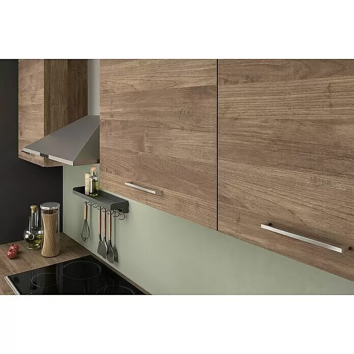 Marinelli Cucine Vormontierte Winkelküche Vega - B x T: 250 x 225 cm, Anthrazit/Nuss, Mit Elektrogeräten, Spüle rechts - Detailaufnahme