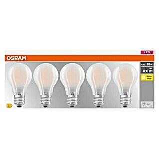 Osram Set LED žarulja E27 Classic A60 (6 W, 806 lm, Boja svjetla: Topla bijela, 5 Kom., Mat)