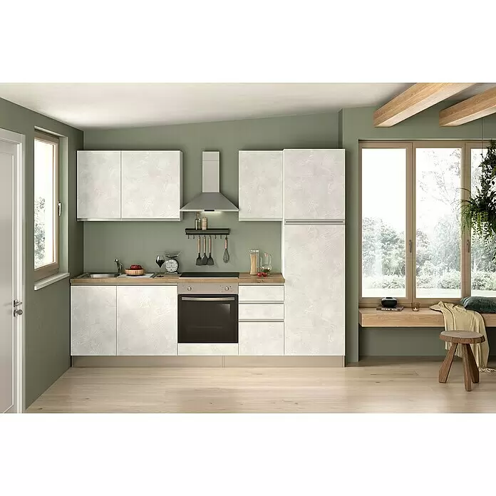 Marinelli Cucine Vormontierte Küchenzeile Marina - Breite: 270 cm, Weiß, Mit Elektrogeräten, Spüle links - Stimmungsaufnahme