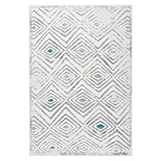 Kayoom Kurzflorteppich Vancouver 410 (Weiß/Grau, 150 x 80 cm, 100 % Polypropylen)