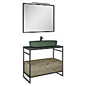 Inspira Badmöbel-Set GA2 (Gesamtbreite Badmöbel: 100 cm, Forest Green/Canela Oak/Black, Matt, 6 -tlg.) | BAUHAUS