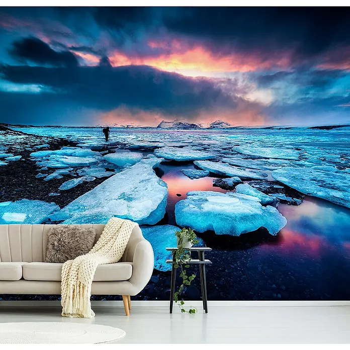 Papermoon Premium collection Fototapete Badlands III - B x H: 300 x 223 cm, Vlies - Wohnzimmerdekoration mit einem Wandbild, das eine eisige Landschaft zeigt. Das auffällige Design verleiht jedem Raum eine besondere Note.