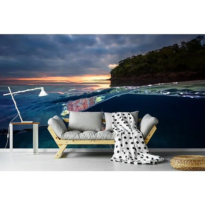 Papermoon Premium collection Fototapete Schildkröte Sonnenuntergang - B x H: 250 x 186 cm, Vlies - Fototapete mit einem faszinierenden Unterwasser-Landschaftsmotiv, das jedem Raum eine beruhigende und künstlerische Note verleiht.