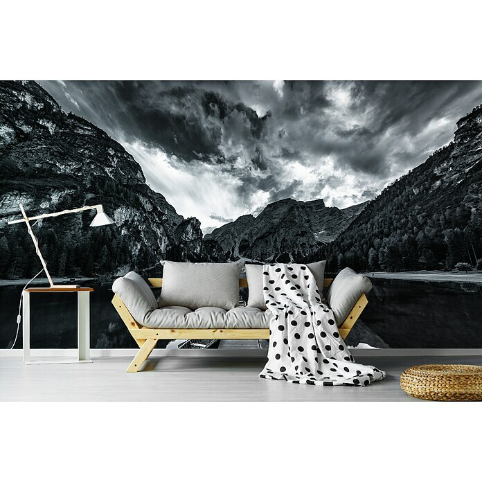 Papermoon Premium collection Fototapete Braies 'Graustufen' (B x H: 350 x 260 cm, Vlies) | BAUHAUS