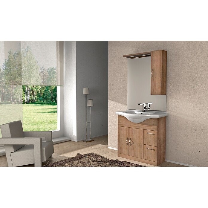 Baden Haus Badmöbel-Set Blanca (Gesamtbreite Badmöbel: 85 cm, 5-tlg., Eiche)