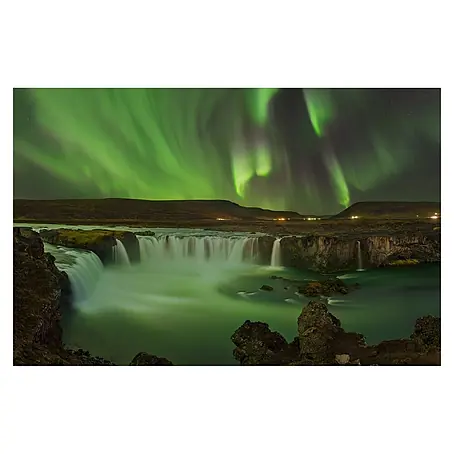 Papermoon Premium collection Fototapete Gödafoss Wasserfall Nordlichter