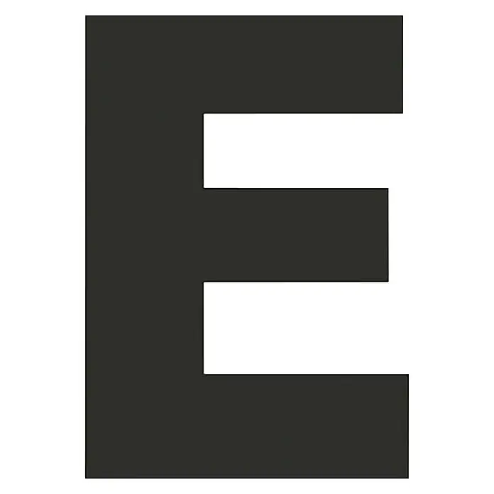 Etiqueta adhesiva - E, Negro/blanco, Altura: 50 mm - Ilustración de la letra E en negro fuerte, caracterizada por su diseño claro y minimalista. Perfecto para diversas aplicaciones y proyectos.