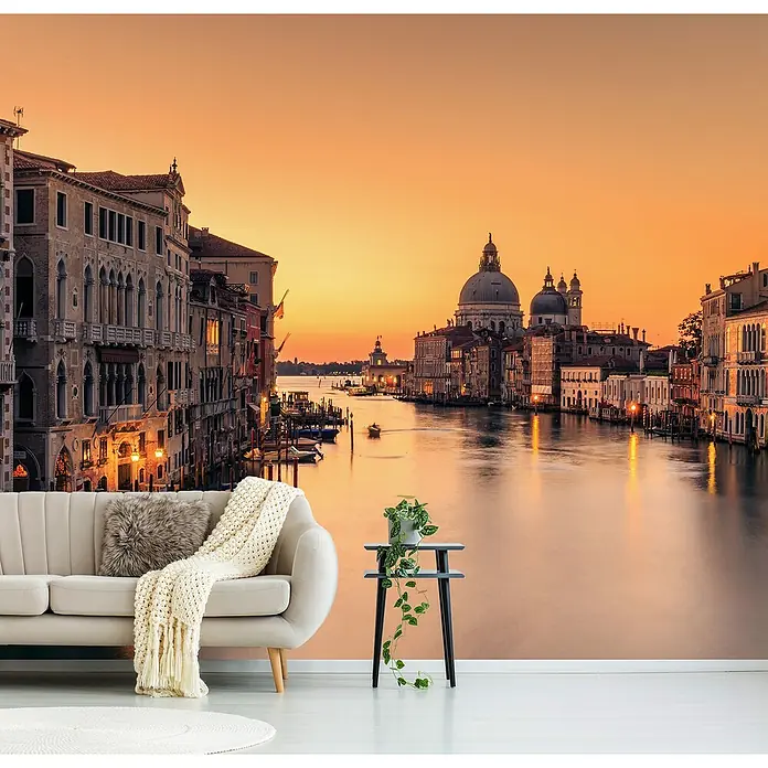 Papermoon Premium collection Fototapete Morgengrauen Venedig - B x H: 500 x 280 cm, Vlies - Wandtapete mit Venedig-Motiv bei Sonnenuntergang, die eine ruhige und stilvolle Atmosphäre in jeden Raum bringt.