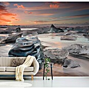 Papermoon Premium collection Fototapete Glacial Lagoon Beach (B x H: 350 x 260 cm, Vlies) | BAUHAUS