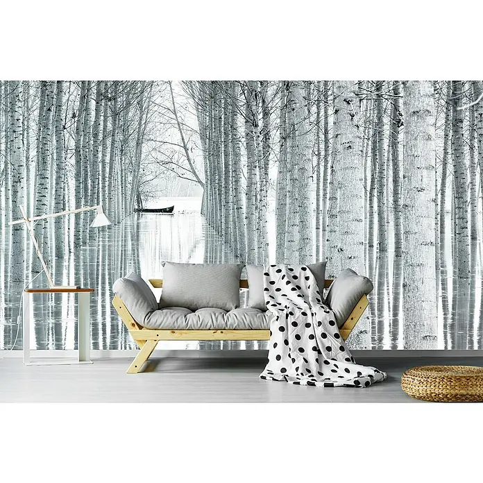 Papermoon Premium collection Fototapete Bewegungsfreiheit - B x H: 500 x 280 cm, Vlies - Dekorative Fototapete mit einem Birkenwald-Motiv, das eine ruhige und stilvolle Atmosphäre in jeden Raum bringt.