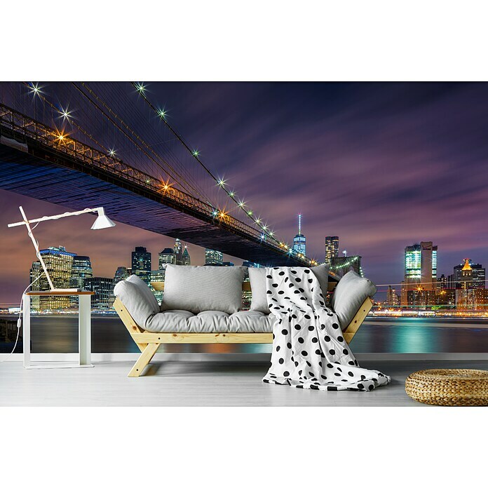 Papermoon Premium collection Fototapete Brooklyn Bridge Night (B x H: 300 x 223 cm, Vlies) | BAUHAUS