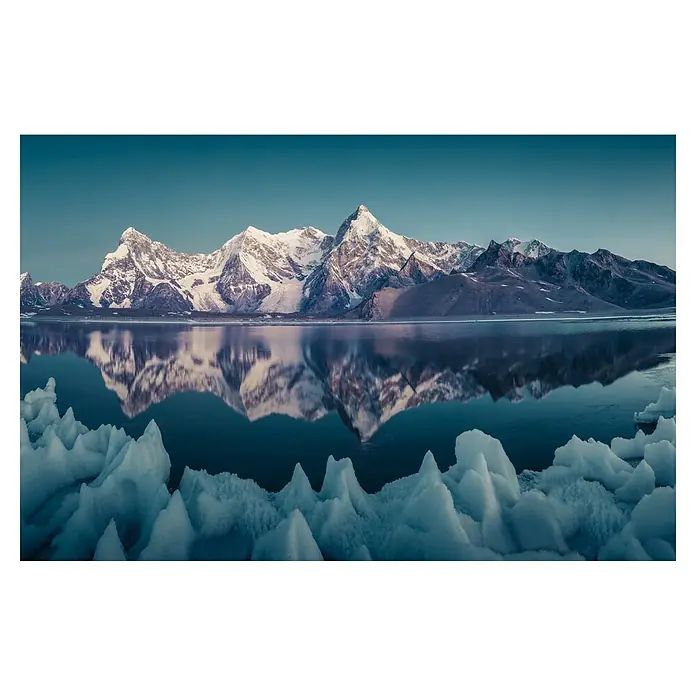 Papermoon Premium collection Fototapete Shishapangma Packeis - B x H: 200 x 149 cm, Vlies - Beeindruckendes Bergpanorama mit Schnee und Eis. Die Reflexionen im Wasser verstärken die malerische Schönheit der Winterlandschaft.