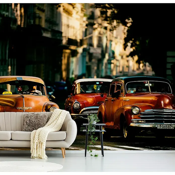 Papermoon Premium collection Fototapete Oldtimer - B x H: 200 x 149 cm, Vlies - Wandbild mit Oldtimer-Szene in Havanna. Eine stilvolle Ergänzung für jedes Interieur, die einen Hauch von kubanischem Flair verleiht.
