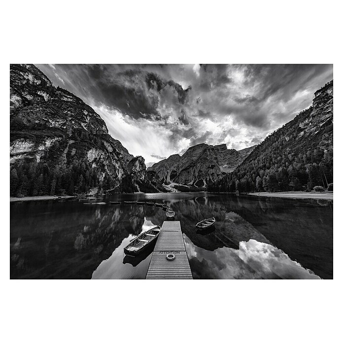 Papermoon Premium collection Fototapete Braies 'Graustufen' (B x H: 350 x 260 cm, Vlies) | BAUHAUS