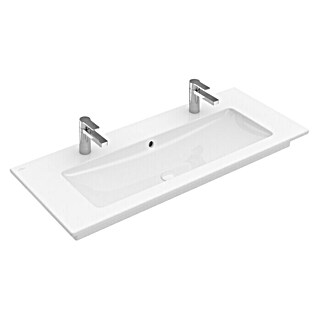 Villeroy & Boch Venticello Doppelwaschtisch (120 x 50 cm, Ohne Spezialglasur, Hahnloch: Mitte, Mit Überlauf, Weiß)