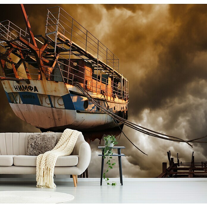 Papermoon Premium collection Fototapete Boot in den Wolken (B x H: 350 x 260 cm, Vlies) | BAUHAUS