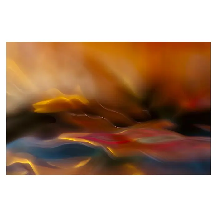 Papermoon Premium collection Fototapete Abstrakter Lichtschatten - B x H: 200 x 149 cm, Vlies - Abstraktes Gemälde mit warmen Farbverläufen von Gelb und Orange, das eine fließende und dynamische Komposition zeigt.