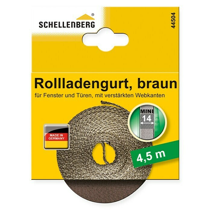 Schellenberg RollladengurtBraun, Länge: 4,5 m, Gurtbreite: 14 mm Front View