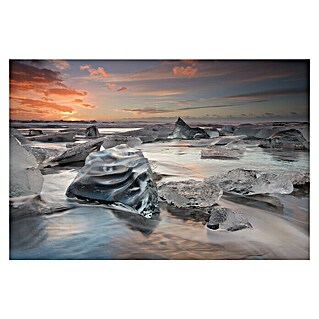 Papermoon Premium collection Fototapete Glacial Lagoon Beach (B x H: 350 x 260 cm, Vlies)