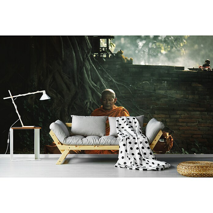 Papermoon Premium collection Fototapete Mönch morgendliche Meditation (B x H: 200 x 149 cm, Vlies) | BAUHAUS