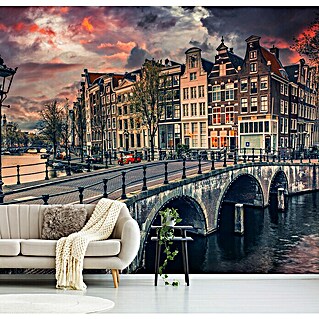 Papermoon Premium collection Fototapete Brücke in Amsterdam (B x H: 450 x 280 cm, Vlies)