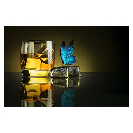 Papermoon Premium collection Fototapete Schmetterling und Whisky on Ice