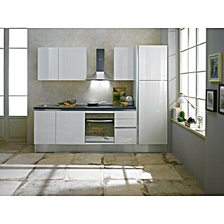 Marinelli Cucine Vormontierte Küchenzeile Giulia (Breite: 275 cm, Weiß, Mit Elektrogeräten, Dekor Arbeitsplatte: Steinoptik, Spüle links)