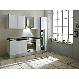 Marinelli Cucine Vormontierte Küchenzeile Giulia (Breite: 245 cm, Weiß, Mit Elektrogeräten, Dekor Arbeitsplatte: Steinoptik, Spüle links)