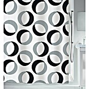 Spirella Cortina de baño textil Rings (180 x 200 cm, Gris/Negro) | BAUHAUS
