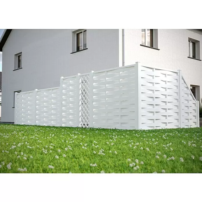 T & J Lightline Sichtschutzelement Lamellen - 180 x 180 cm, Weiß - Stimmungsaufnahme