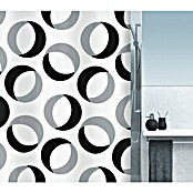 Spirella Cortina de baño textil Rings (180 x 200 cm, Gris/Negro) | BAUHAUS