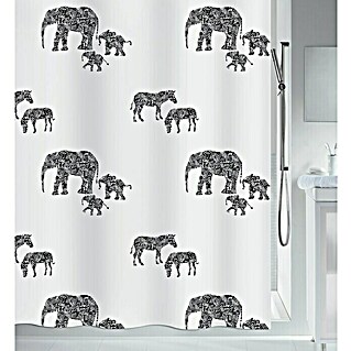 Spirella Cortina de baño textil Serengeti (180 x 200 cm, Blanco/Negro)