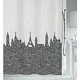 Spirella Cortina de baño textil Urban (180 x 200 cm, Blanco/Negro)