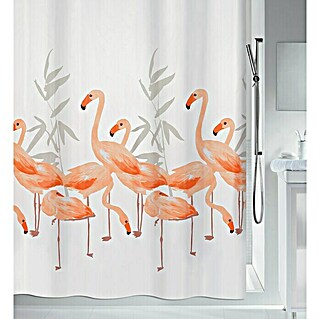 Spirella Cortina de baño textil Flamingo (180 x 200 cm, Blanco/Salmón)