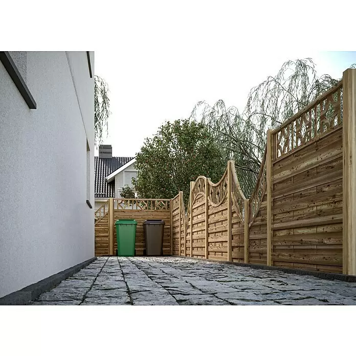 T & J Sichtschutzelement OlympB x H: 180 x 180 cm, Mit Ornament-Gitter, Braun