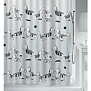 Spirella Cortina de baño textil Zebi (180 x 200 cm, Blanco/Negro)