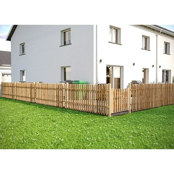 T & J Zauntor - 100 x 80 cm, Holz - Die naturbelassene Holzzaun-Einfriedung mit Latten und Pfosten bietet einen attraktiven und natürlichen Sichtschutz für den Gartenbereich.