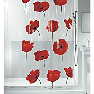 Spirella Cortina de baño Peva Poppy (180 x 200 cm, Incoloro/Rojo)