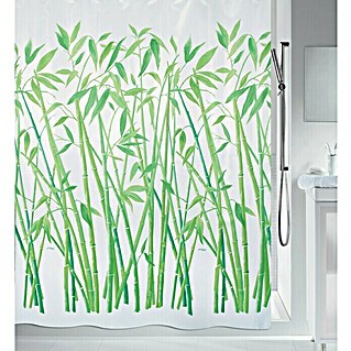 Spirella Cortina de baño textil Bambus (180 x 200 cm, Blanco/Verde)