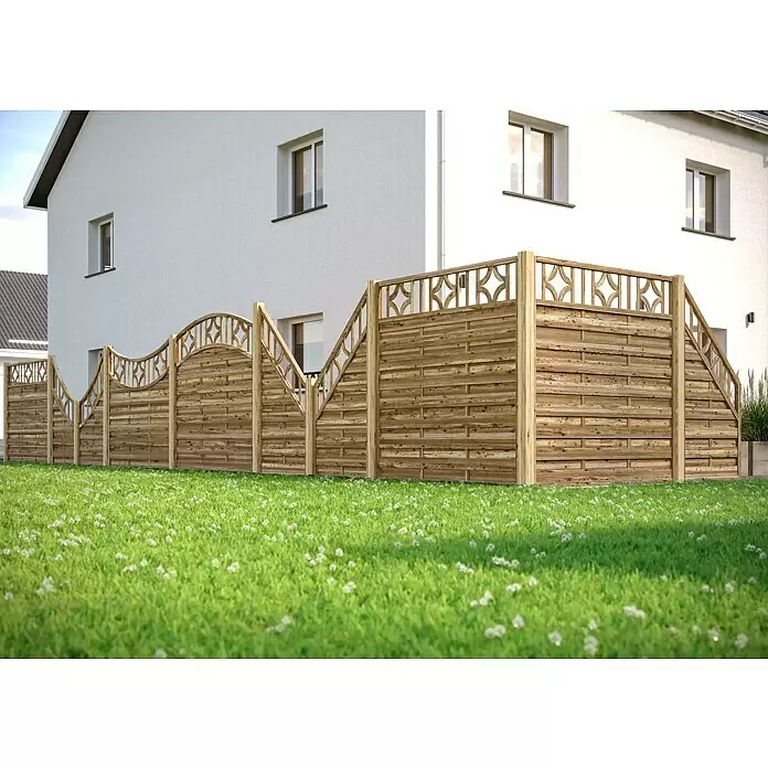T & J Sichtschutzelement OlympB x H: 180 x 180 cm, Mit Ornament-Gitter, Braun