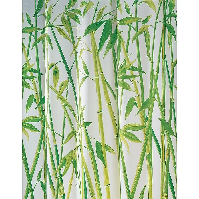 Spirella Cortina de baño Bambus - An x Al: 180 x 200 cm, Blanco/Verde - Una cortina de ducha con un estampado de bambú verde, aportando un ambiente relajante y natural a tu baño.