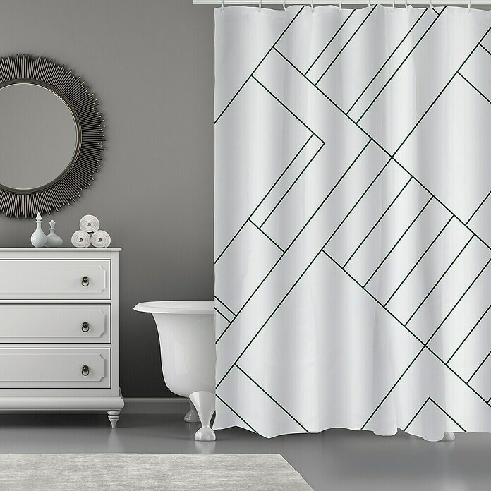 Venus Cortina de baño textil Monolithic (180 x 200 cm, Blanco/Negro) | BAUHAUS