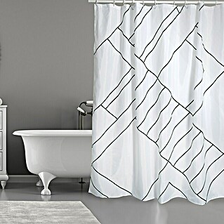 Venus Cortina de baño textil Monolithic (180 x 200 cm, Blanco/Negro)