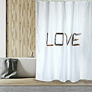 Venus Cortina de baño textil Love (180 x 200 cm, Blanco)